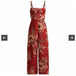 Zimmerman Red Floral Linen Jumpsuit